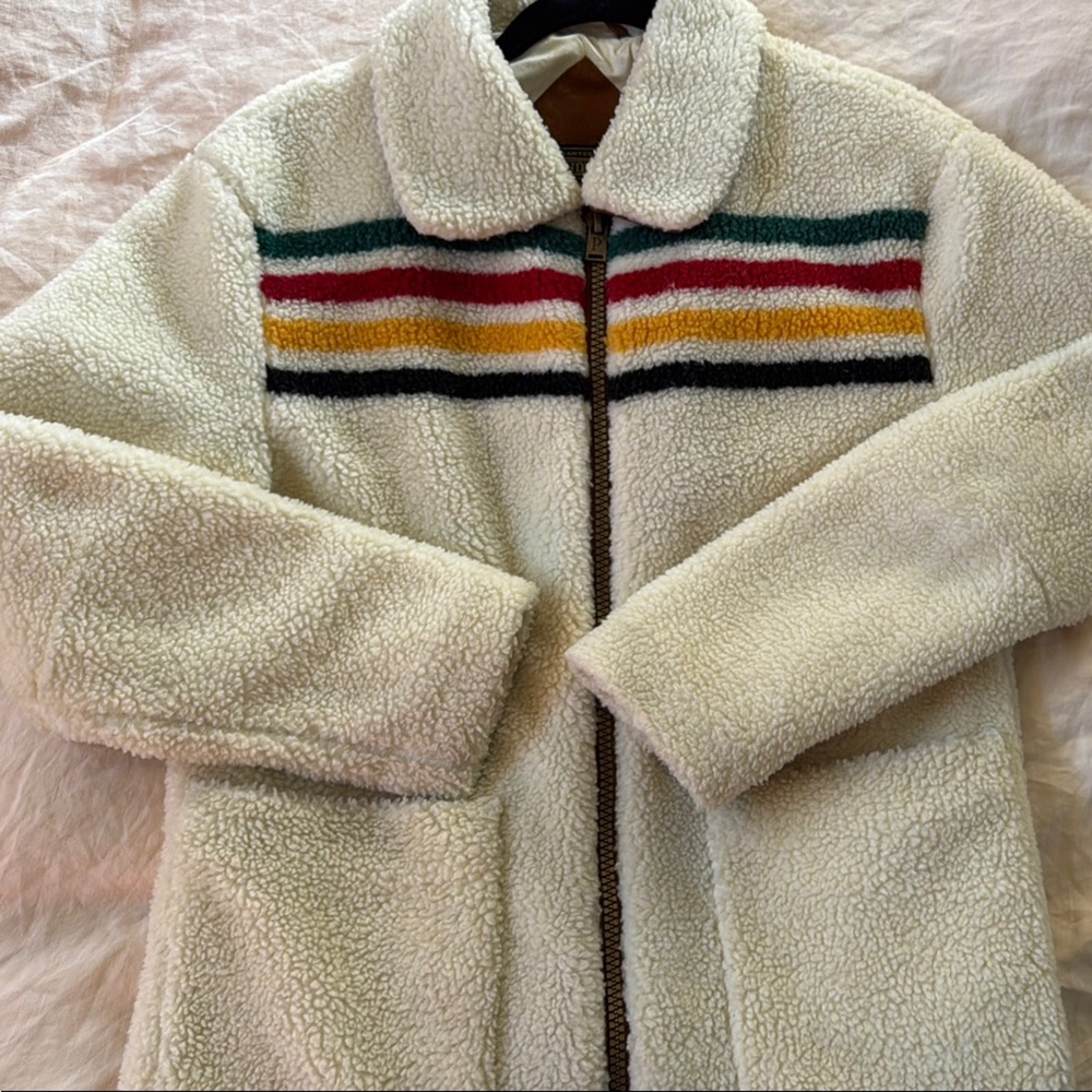 Pendleton Glacier Bay White Sherpa Jacket in Sunset Stripe